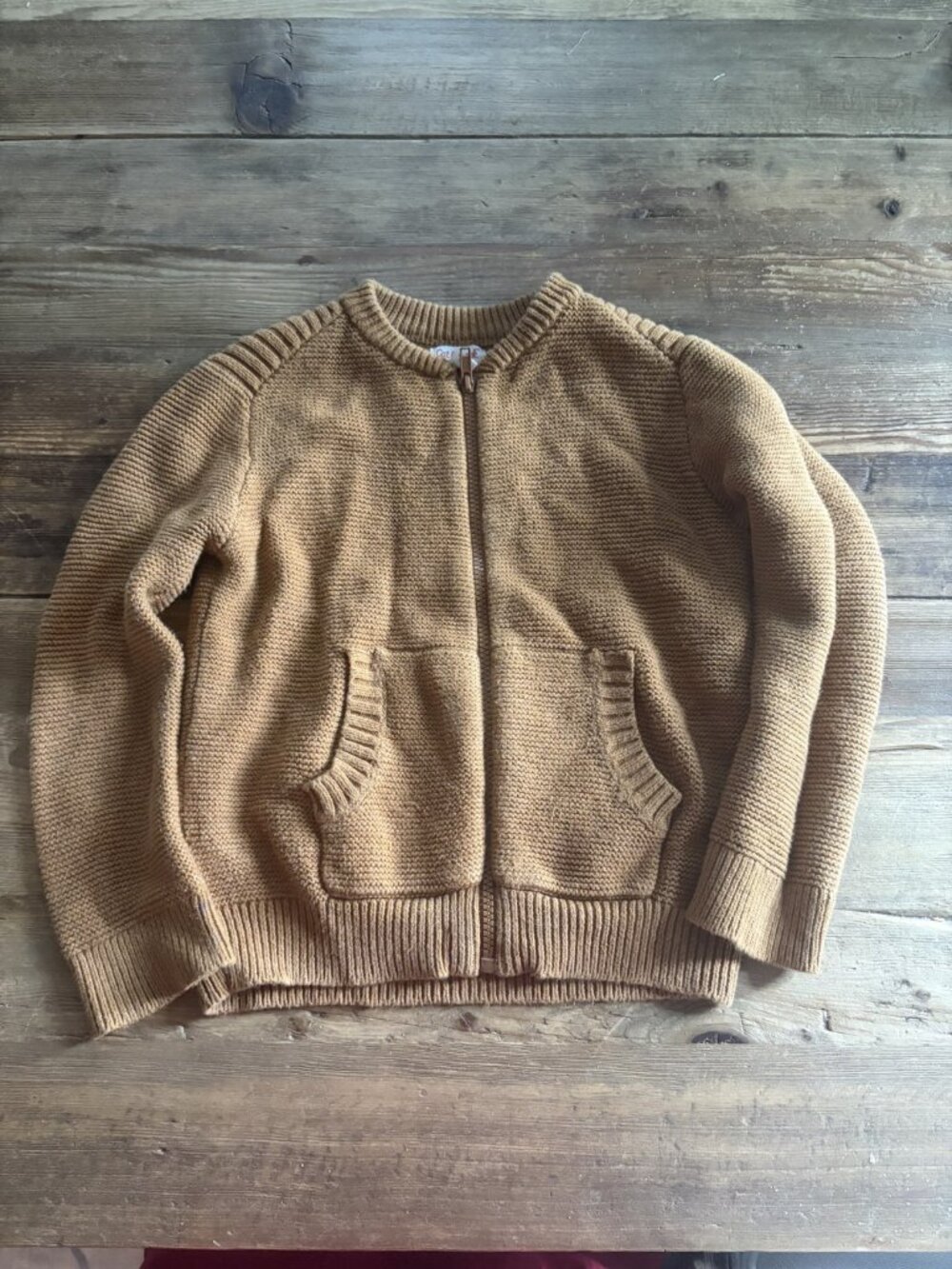 Cat & Jack Camel Tan Knit Full-Zip Cardigan Sweater Toddler 5T